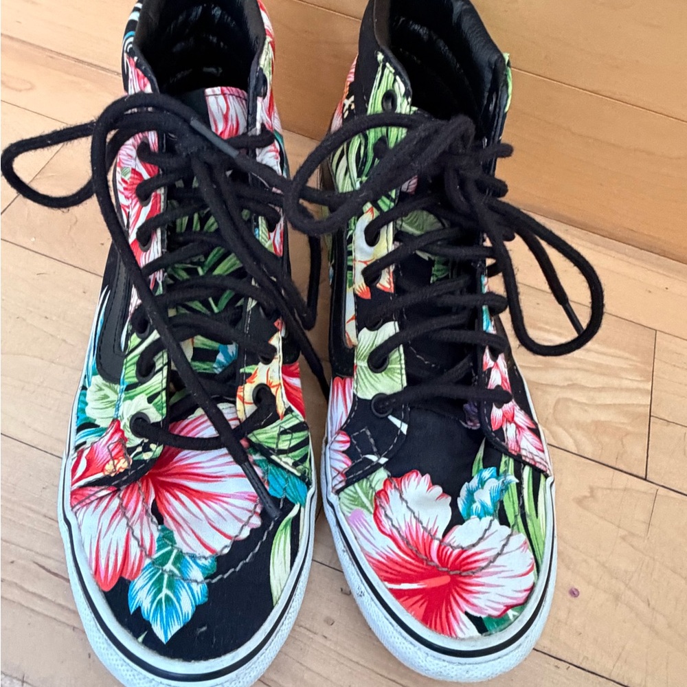 Vans Black Floral High-Top Sneakers